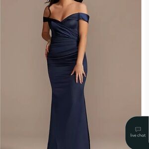 Sophisticated Off-Shoulder Navy Gown only the blue
